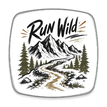Trail Running - Run Wild - Square fridge magnet - white - Front