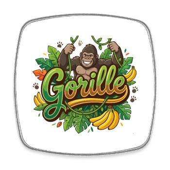 Gorille - Magnet carré - blanc - Devant