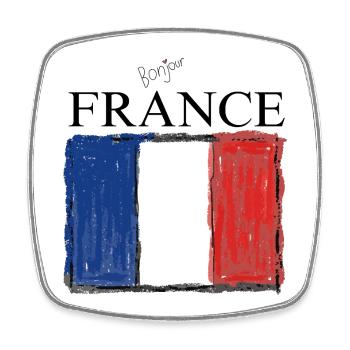 FRANCE drapeau et emblème de la France. Supporter - Magnet carré - blanc - Devant