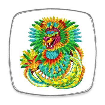 Feathered Serpent Quetzalcoatl Rising - Square fridge magnet - white - Front