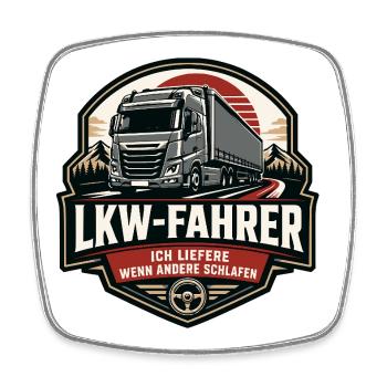 LKW-Fahrer Geschenk Badge - Viereckiger Kühlschrankmagnet - Weiß - Vorne