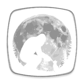 Bigfoot, Cat, Moon, Full Moon, Kitten - Square fridge magnet - white - Front