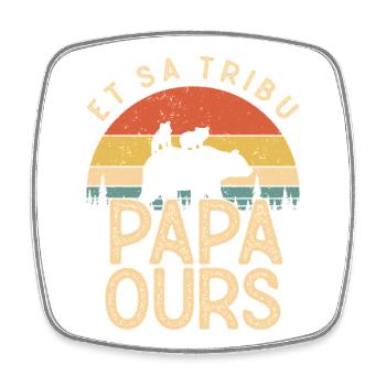 Papa Ours Pour Fete Des Peres - Viereckiger Kühlschrankmagnet - Weiß - Vorne