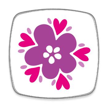 Yoga Fleur de fleur Violette Mandala Décoration de cœur Amour - Magnet carré - blanc - Devant
