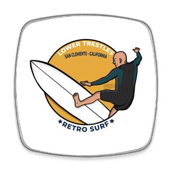Lower Trestles San Clemente California Retro Surf - Square fridge magnet - white - Front