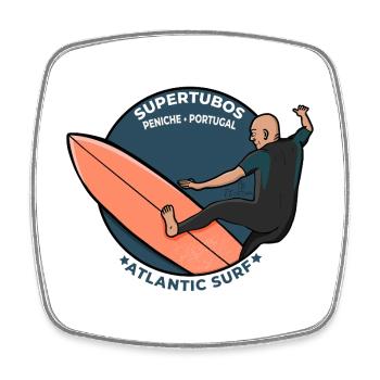 Supertubos Peniche Portugal Atlantic Surf Retro - Viereckiger Kühlschrankmagnet - Weiß - Vorne