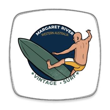 Vintage Margaret River Western Australia Surf - Square fridge magnet - white - Front