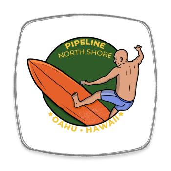 Pipeline Oahu Hawaii North Shore Retro Travel Surf - Magnet carré - blanc - Devant
