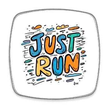 Just Run Graffiti : Joie colorée et courable - Magnet carré - blanc - Devant