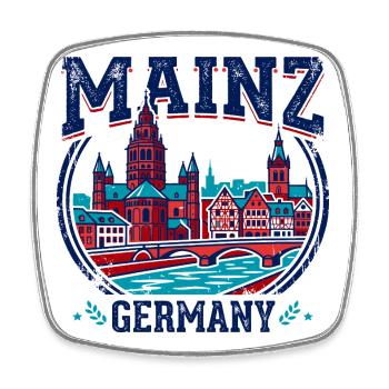 Mainz Germany Cathedral Rhine River Emblem - Viereckiger Kühlschrankmagnet - Weiß - Vorne