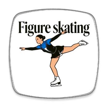 Patinage artistique - Magnet carré - blanc - Devant