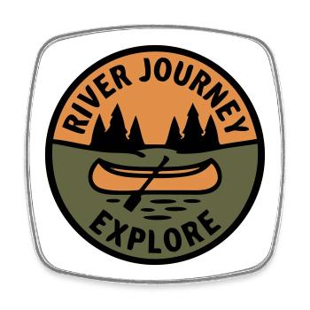 Excursion en canoë Badge River Sports nautiques Pagaie - Magnet carré - blanc - Devant