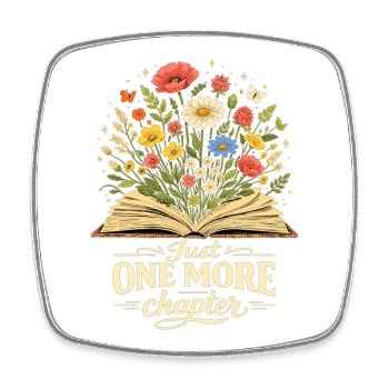 Just One More Chapter Wildflower Book Love - Square fridge magnet - white - Front