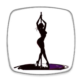 Silhouette de la femme en talons hauts en pole dance - Magnet carré - blanc - Devant