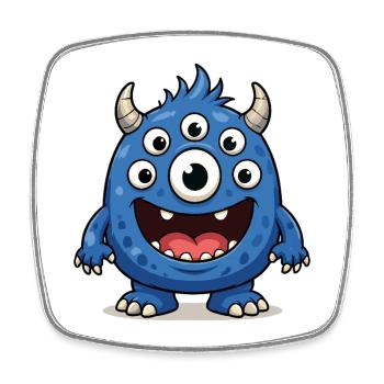 Blaues Monster mit vielen Augen - Viereckiger Kühlschrankmagnet - Weiß - Vorne