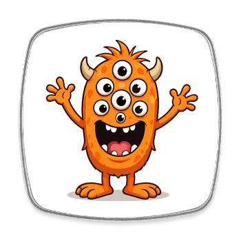Orange Monster mit vielen Augen - Viereckiger Kühlschrankmagnet - Weiß - Vorne