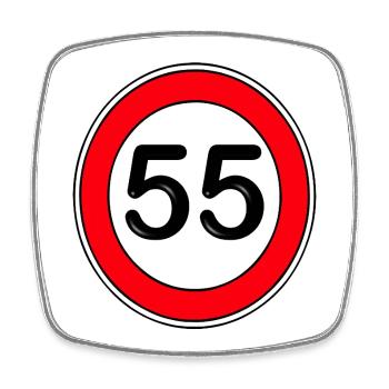 55.Jahre , Geburtstag , Retro Schild - Viereckiger Kühlschrankmagnet - Weiß - Vorne