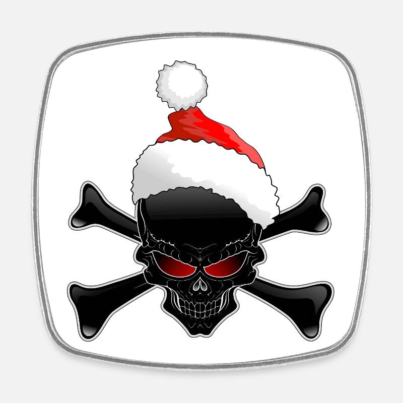Evil Santa Skull Dark Christmas - Square fridge magnet - white