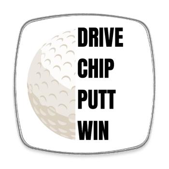 Drive Chip Putt Win - Golfslogan - Viereckiger Kühlschrankmagnet - Weiß - Vorne