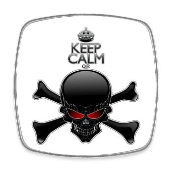 Keep Calm Or Die Black Skull - Square fridge magnet - white - Front