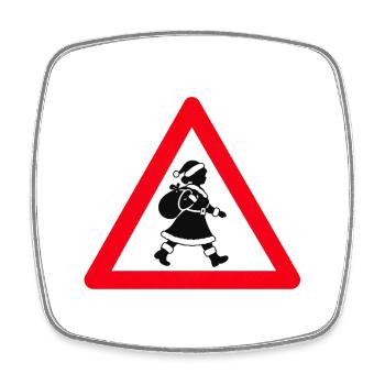 Weihnachtsfrau crossing . KI generiert - Viereckiger Kühlschrankmagnet - Weiß - Vorne