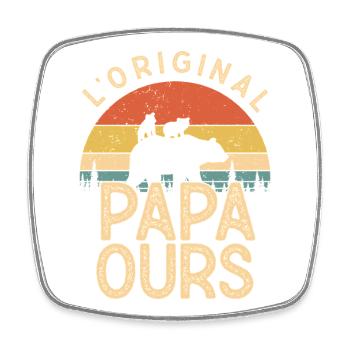 Original Papa Ours Pour Fete Des Peres - Viereckiger Kühlschrankmagnet - Weiß - Vorne