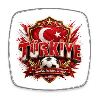 Türkei Fußball Shield Logo - t-shirt Vorlage  - Viereckiger Kühlschrankmagnet - Weiß - Vorne