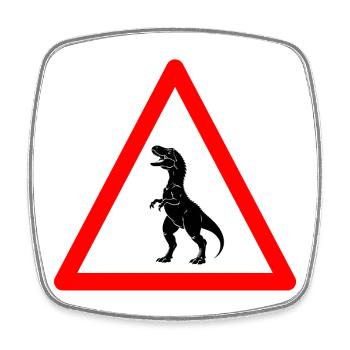 Beware Tyrannosaurus Rex Ahead - Square fridge magnet - white - Front