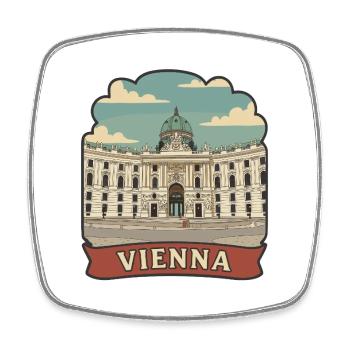 Vienna Karlskirche Vintage Travel Badge - Square fridge magnet - white - Front