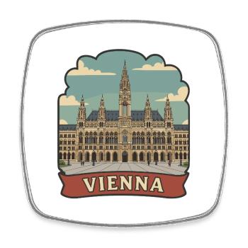 Vienna Karlskirche Vintage Travel Badge - Square fridge magnet - white - Front