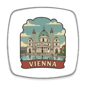 Vienna Karlskirche Vintage Travel Badge - Square fridge magnet - white - Front