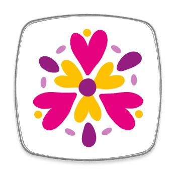 Yoga Pink Hearts Mandala Colorful Love Yogi Decoration - Square fridge magnet - white - Front
