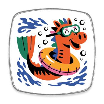 Funny seahorse - Square fridge magnet - white - Front