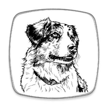 Australian Shepherd - Viereckiger Kühlschrankmagnet - Weiß - Vorne