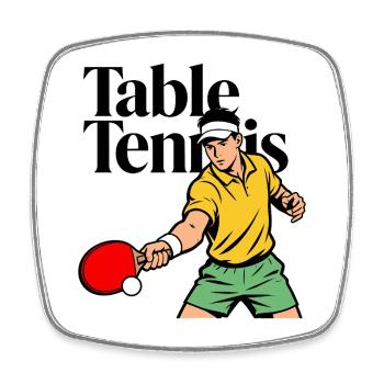Tennis de table - Magnet carré - blanc - Devant