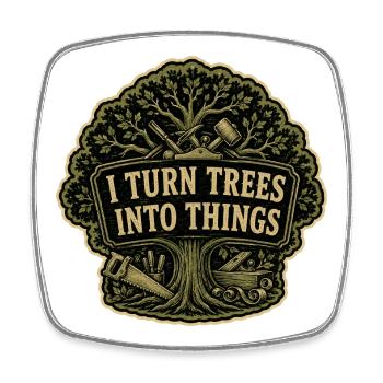 I Turn Trees Into Things - Holzwerker Vintage Baum - Viereckiger Kühlschrankmagnet - Weiß - Vorne
