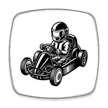 Go kart - Square fridge magnet - white - Front