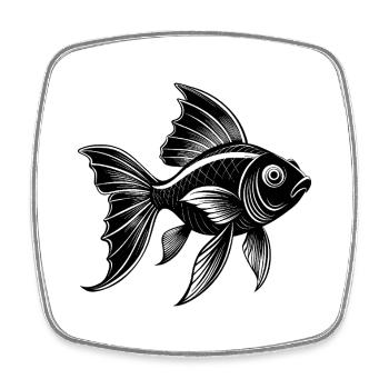 Poisson rouge - Magnet carré - blanc - Devant