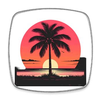 Île Sunset Palm - Magnet carré - blanc - Devant
