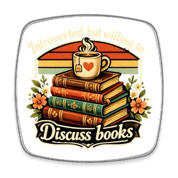 Introvertiert, bereit Bücher zu diskutieren - Viereckiger Kühlschrankmagnet - Weiß - Vorne