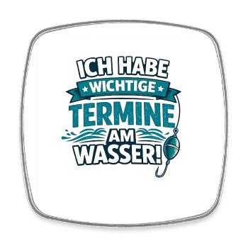 Wichtige Termine am Wasser - Angeln - Viereckiger Kühlschrankmagnet - Weiß - Vorne