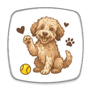 Doodle Brown - Cuddly Dog Puppy - Square fridge magnet - white - Front