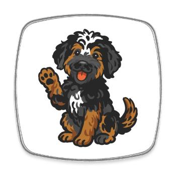 Doodle Black-Tri - Kuschelhund Welpen - Viereckiger Kühlschrankmagnet - Weiß - Vorne