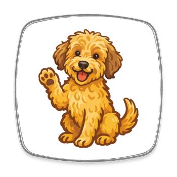 Doodle Goldendoodle - Cuddly Dog Puppy - Square fridge magnet - white - Front