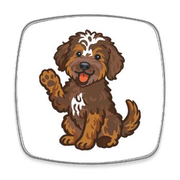 Doodle Brown-Tri - Cuddly Dog Puppy - Square fridge magnet - white - Front