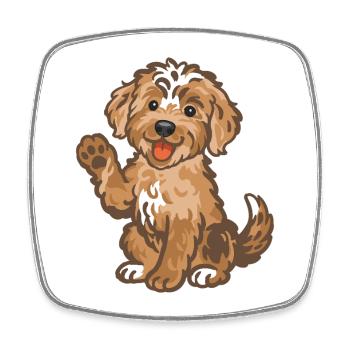 Doodle Red-Tri - Kuschelhund Welpen - Viereckiger Kühlschrankmagnet - Weiß - Vorne