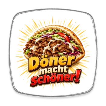 Döner macht schöner - Viereckiger Kühlschrankmagnet - Weiß - Vorne