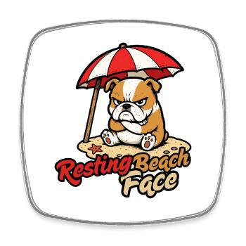 Resting Beach Face Lustiger Bulldoggensommer - Viereckiger Kühlschrankmagnet - Weiß - Vorne