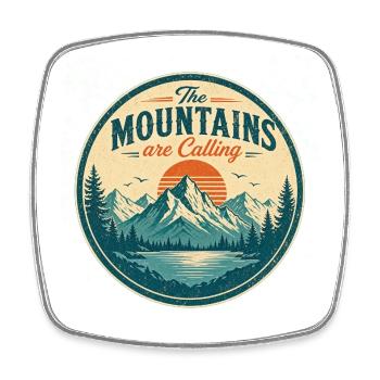 Die Berge – Retro-Design - Viereckiger Kühlschrankmagnet - Weiß - Vorne