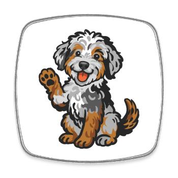 Doodle Merle - Kuschelhund Welpen - Viereckiger Kühlschrankmagnet - Weiß - Vorne